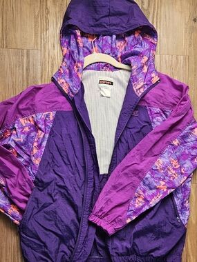 Vintage 90s Colorblock Hooded Windbreaker Jacket
